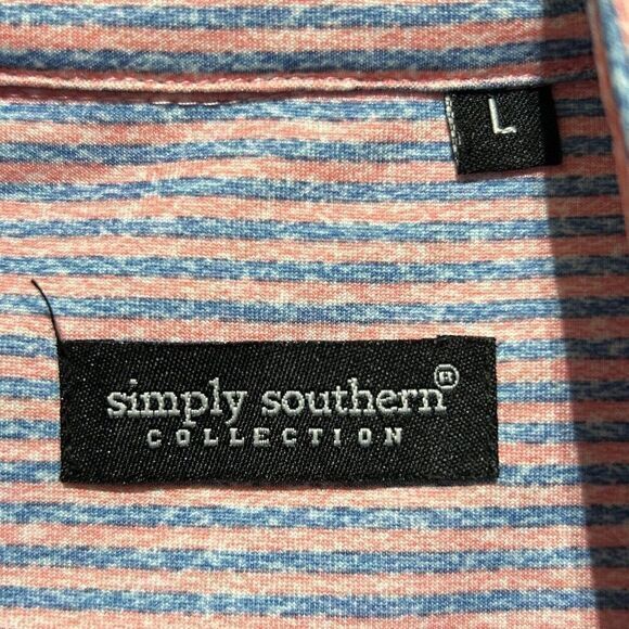 Simply Southern Men's Striped Stretch 1/4 Zip Long Sleeve Golf Shirt Pink Large - Picture 4 of 5